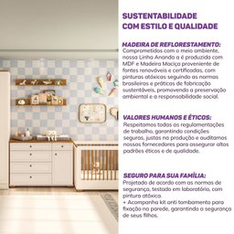 Quarto de Bebê Completo 1 Berço 1 Cômoda e 1 Guarda Roupa 4 Portas Baby Ananda Casatema - 17