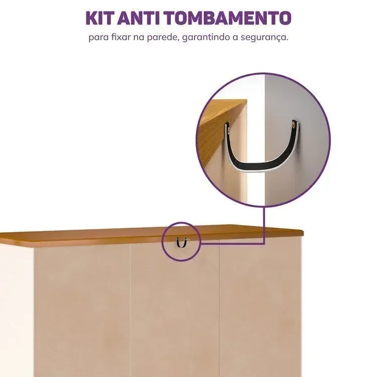 Quarto de Bebê Completo 1 Berço 1 Cômoda e 1 Guarda Roupa 4 Portas Baby Ananda Casatema - 18