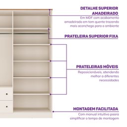 Quarto de Bebê Completo 1 Berço 1 Cômoda e 1 Guarda Roupa 4 Portas Baby Ananda Casatema - 7