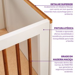 Quarto de Bebê Completo 1 Berço 1 Cômoda e 1 Guarda Roupa 4 Portas Baby Ananda Casatema - 12