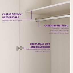 Quarto de Bebê Completo 1 Berço 1 Cômoda e 1 Guarda Roupa 4 Portas Baby Ananda Casatema - 8