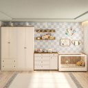 Ver imagem 1 de Quarto de Bebê Completo 1 Berço 1 Cômoda e 1 Guarda Roupa Baby Ananda Casatema MadeiraOriginals Branco/Offwhite/Mel