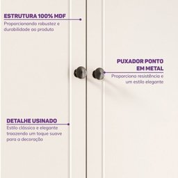 Quarto de Bebê Completo 1 Berço 1 Cômoda e 1 Guarda Roupa 4 Portas Baby Ananda Casatema - 10
