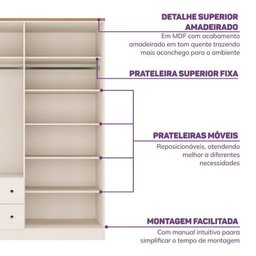 Quarto de Bebê Completo 1 Berço 1 Cômoda e 1 Guarda Roupa 4 Portas Baby Ananda Casatema - 7