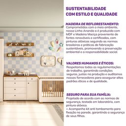 Quarto de Bebê Completo 1 Berço 1 Cômoda e 1 Guarda Roupa 4 Portas Baby Ananda Casatema - 19