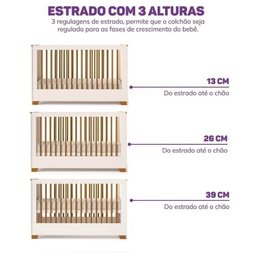 Quarto de Bebê Completo 1 Berço 1 Cômoda e 1 Guarda Roupa 4 Portas Baby Ananda Casatema - 11