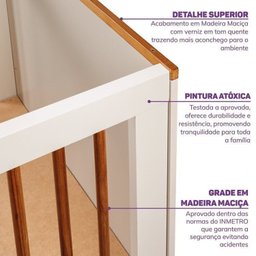 Quarto de Bebê Completo 1 Berço 1 Cômoda e 1 Guarda Roupa 4 Portas Baby Ananda Casatema - 13