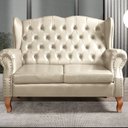 Ver imagem 1 de Sofá Imperador Namoradeira Chesterfield Retrô Colonial Bege