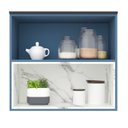 Ver imagem 5 de Armário Aéreo 80cm 1 Porta Basculante 1 Nicho Cozinha Flórida Azul/Órion/Calacatta