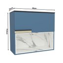 Ver imagem 3 de Armário Aéreo 80cm 1 Porta Basculante 1 Nicho Cozinha Flórida Azul/Órion/Calacatta