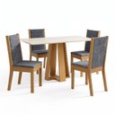 Ver imagem 2 de Conjunto Sala de Jantar Mesa Lisa 120cm Tampo MDF Canto Reto 4 Cadeiras Evelin