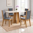 Ver imagem 1 de Conjunto Sala de Jantar Mesa Lisa 120cm Tampo MDF Canto Reto 4 Cadeiras Evelin