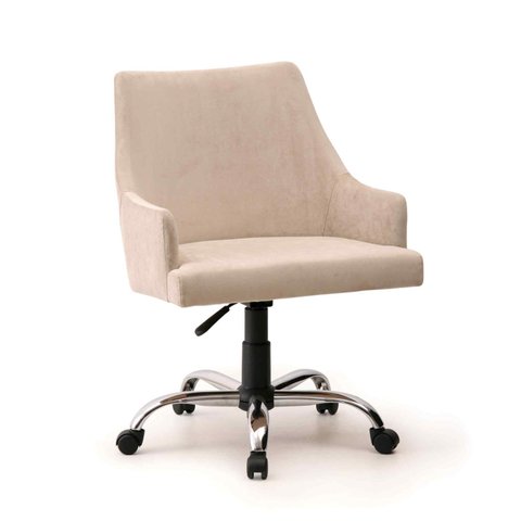 Cadeira Estofada de Encosto Curvado com Apoio de Braço Tipo Concha Base com Rodízios Marlowe Espress
