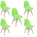 Ver imagem 3 de Kit 5 Cadeiras Charles Eames Eiffel Wood Design - Verde Claro