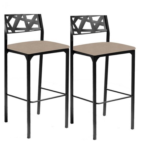 Kit 2 Banquetas Eliza Gourmet para Cozinha,bancada ou Area Externa Suede Bege-gat Magazine