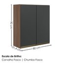 Ver imagem 3 de Armario Aereo 2 Portas MDF 80x90 cm Kali 119846 Carvalho Toq Chumbo Nicioli