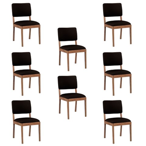 Kit 8 Cadeiras Decorativa Sala de Jantar Luxo Julia Facto Marrom - Mozzelar