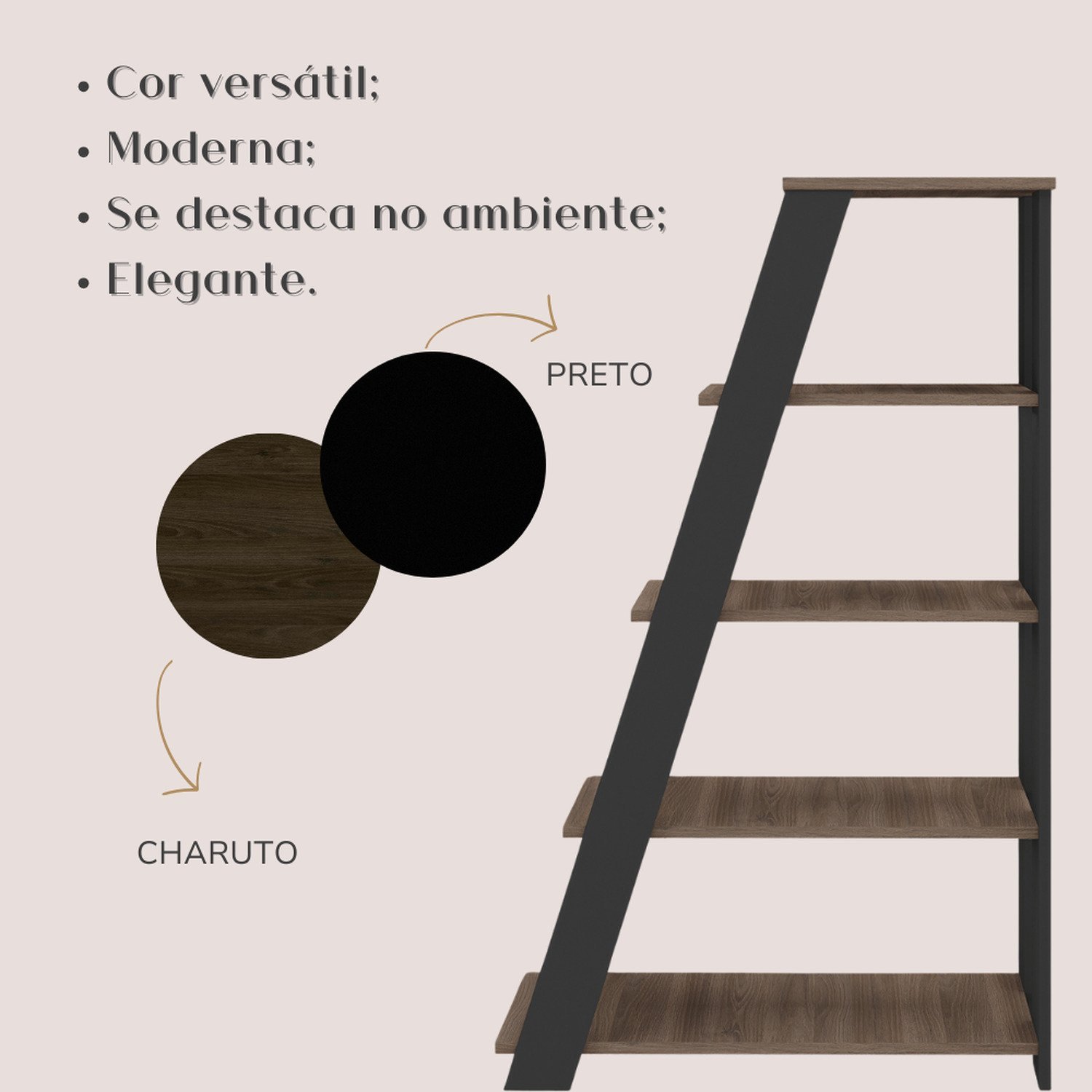 Estante Escada Multiuso para Livros 5 Prateleiras 134cmx82cm - 5