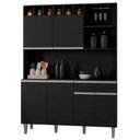 Ver imagem 1 de Kit Alice 130cm Cozinha Compacta com Nichos Preto 