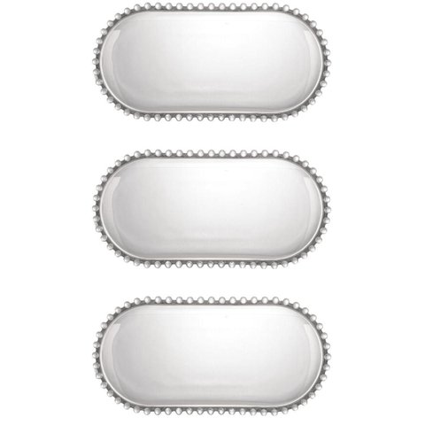 Kit 3 Travessas Doce/ Rocambole Oval Cristal Wolff 30x15x3cm