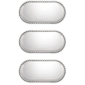 Kit 3 Travessas Doce/ Rocambole Oval Cristal Wolff 30x15x3cm