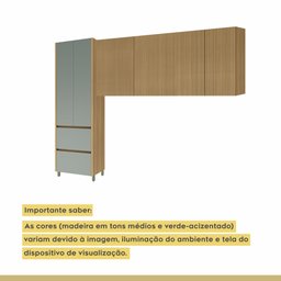 Cozinha 3 Peças Paneleiro 2 Portas 2 Gavetas, Armário Aéreo 2 Portas 120cm e Aéreo Geladeira Rainha - 19