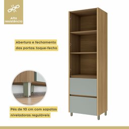 Cozinha 3 Peças Paneleiro 2 Portas 2 Gavetas, Armário Aéreo 2 Portas 120cm e Aéreo Geladeira Rainha - 3