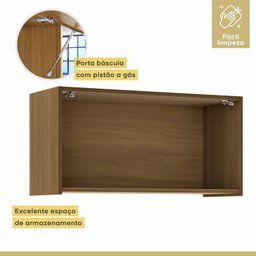 Cozinha 3 Peças Paneleiro 2 Portas 2 Gavetas, Armário Aéreo 2 Portas 120cm e Aéreo Geladeira Rainha - 10