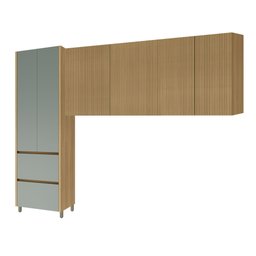 Cozinha 3 Peças 270cm com Paneleiro 2 Portas 2 Gavetas e 2 Armário Aéreo 2 Portas Geladeira Rainha Branco/Verde/Nature - 2 Cozinha 3 Peças 270cm com Paneleiro 2 Portas 2 Gavetas e 2 Armário Aéreo 2 Portas Geladeira Rainha Branco/Verde/Nature - 2