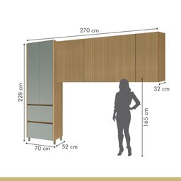 Cozinha 3 Peças Paneleiro 2 Portas 2 Gavetas, Armário Aéreo 2 Portas 120cm e Aéreo Geladeira Rainha - 3