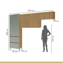 Cozinha 3 Peças Paneleiro 2 Portas 2 Gavetas, Armário Aéreo 2 Portas 120cm e Aéreo Geladeira Rainha - 14