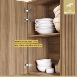 Cozinha 3 Peças Paneleiro 2 Portas 2 Gavetas, Armário Aéreo 2 Portas 120cm e Aéreo Geladeira Rainha - 6