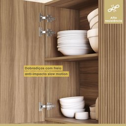 Cozinha 3 Peças Paneleiro 2 Portas 2 Gavetas, Armário Aéreo 2 Portas 120cm e Aéreo Geladeira Rainha - 7