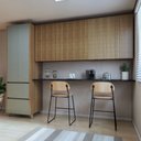Ver imagem 1 de Cozinha 3 Peças 270cm com Paneleiro 2 Portas 2 Gavetas e 2 Armário Aéreo 2 Portas Geladeira Rainha Branco/Verde/Nature
