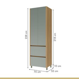 Cozinha 3 Peças Paneleiro 2 Portas 2 Gavetas, Armário Aéreo 2 Portas 120cm e Aéreo Geladeira Rainha - 14