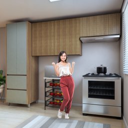 Cozinha 3 Peças Paneleiro 2 Portas 2 Gavetas, Armário Aéreo 2 Portas 120cm e Aéreo Geladeira Rainha - 15
