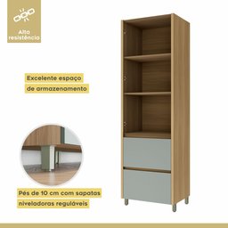 Cozinha 3 Peças Paneleiro 2 Portas 2 Gavetas, Armário Aéreo 2 Portas 120cm e Aéreo Geladeira Rainha - 4