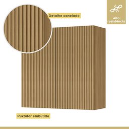 Cozinha 3 Peças Paneleiro 2 Portas 2 Gavetas, Armário Aéreo 2 Portas 120cm e Aéreo Geladeira Rainha - 8
