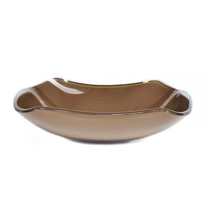 CUBA DE VIDRO RETANGULAR ABAULADA 45CM MARROM