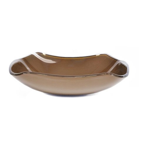 CUBA DE VIDRO RETANGULAR ABAULADA 45CM MARROM