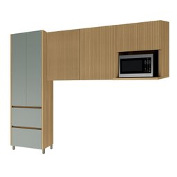 Cozinha 3 Peças Paneleiro 2 Portas 2 Gavetas, Aéreo Microondas e Armário 120cm - 2