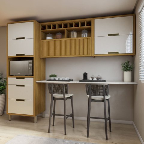 Cozinha 3 Peças Imperatriz Paneleiro Forno 2 Portas 3 Gavetas, Armário Aéreo 1 Porta e Armário Aéreo 2 Portas I