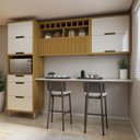 Ver imagem 1 de Cozinha 3 Peças Imperatriz Paneleiro Forno 2 Portas 3 Gavetas, Armário Aéreo 1 Porta e Armário Aéreo 2 Portas I Marrom/Freijó/Off White