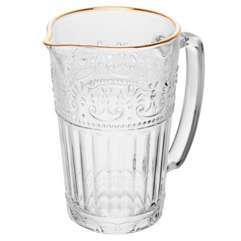 Jarra de Vidro 750ml de Cristal Mauve com Fio de Ouro Wolff