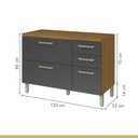 Ver imagem 7 de Cozinha 2 Peças Armário Aéreo 2 Portas e Balcão 2 Portas 3 Gavetas Princesa Marrom/Freijó/Grafite