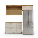 Ver imagem 3 de Cozinha 2 Peças Armário Aéreo 2 Portas e Balcão 2 Portas 3 Gavetas Princesa Marrom/Freijó/Off White