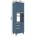 Ver imagem 3 de Torre Quente 70cm 2 Portas 3 Gavetas Cozinha Flórida Azul/Órion