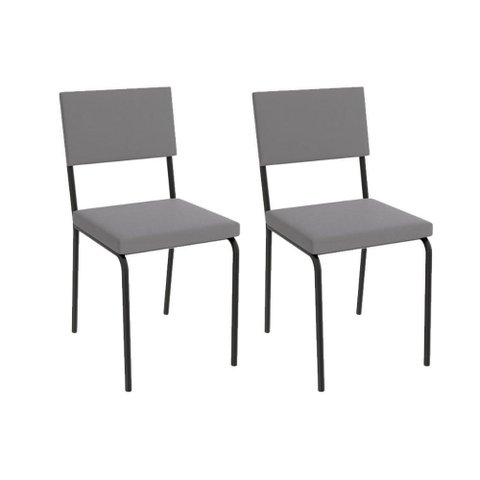 Kit 2 Cadeiras de Cozinha Zaria 2c128 Aço 2 Uni Preto/suede Cinza - Kappesberg
