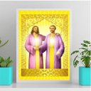Ver imagem 2 de Quadro Saint Germain E Jesus Cristo 24x18cm - com vidro:Madeira preta