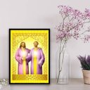 Ver imagem 1 de Quadro Saint Germain E Jesus Cristo 24x18cm - com vidro:Madeira preta